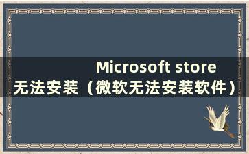 Microsoft store 无法安装（微软无法安装软件）